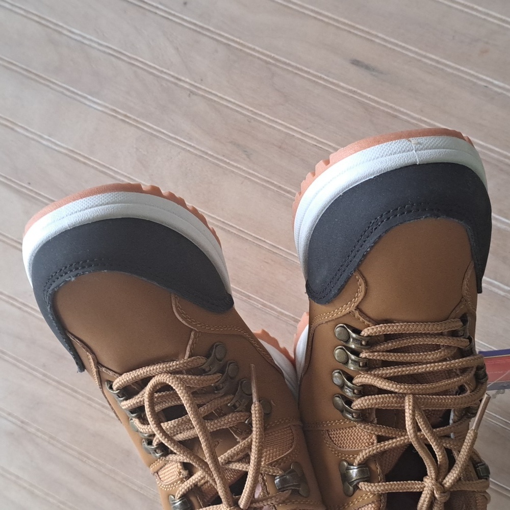NWT Beverly Hills Polo Club Youth Causal Brown Blk Leather Lace-Up Hiking Boots - Picture 8 of 13